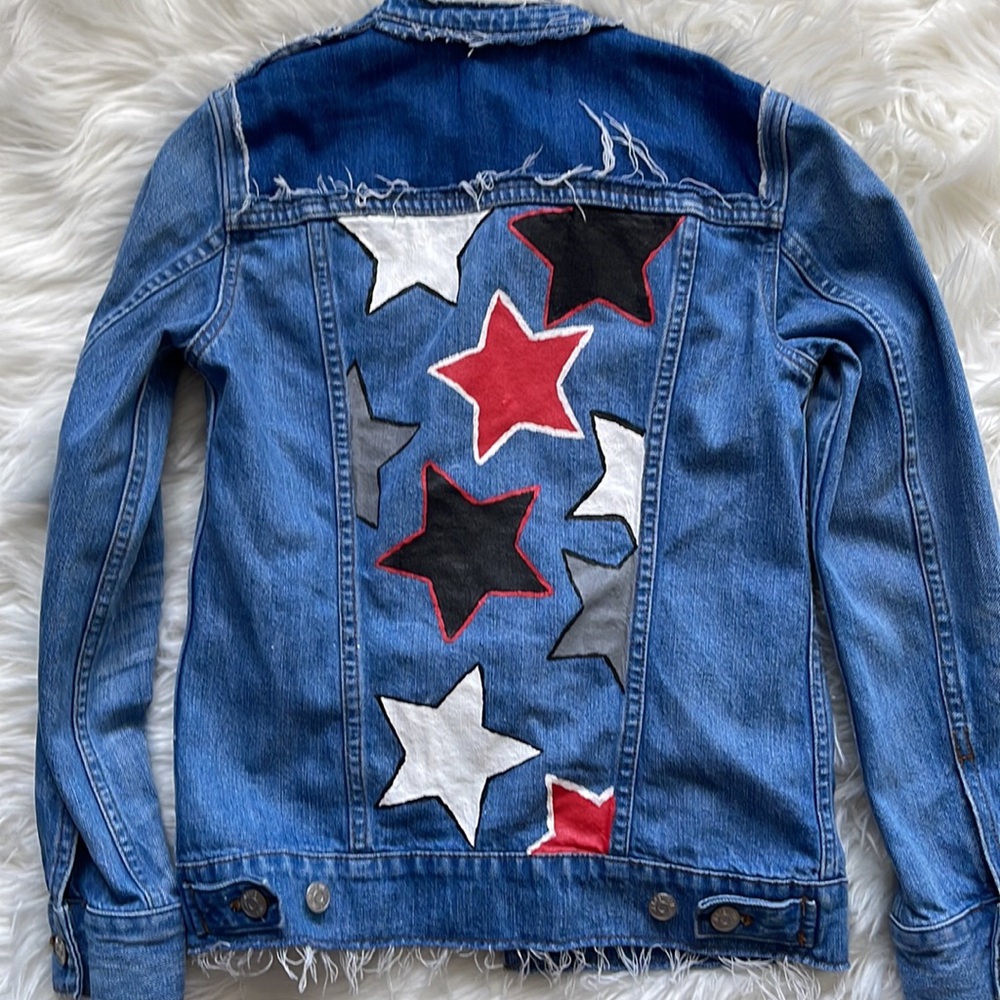 Madewell Patchwork Raw Hem Distressed Jean Jacket Size XS - Picture 8 of 10